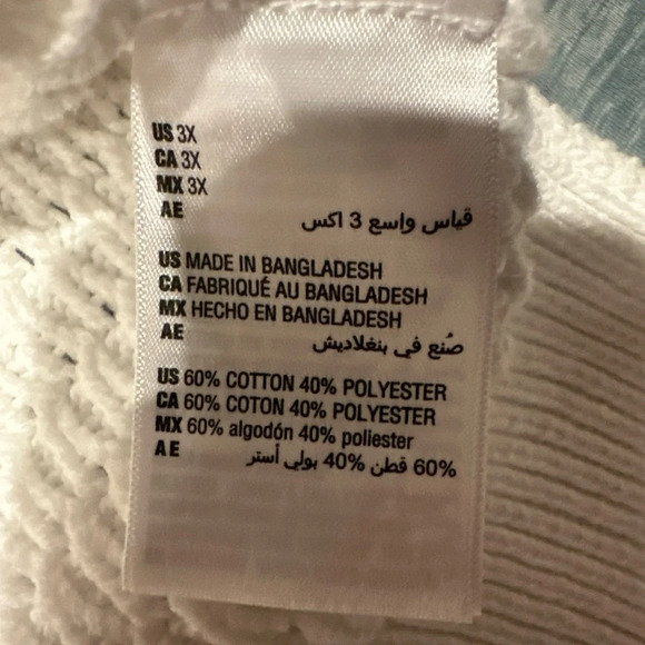 ON-34TH SWEATHER WOMENS
WHITE 3X 60%COTTON - Picture 6 of 10